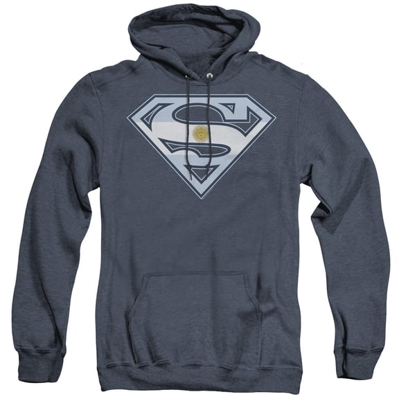 Superman Argentinian Shield Adult Heather Hoodie Sweatshirt Navy