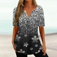 thumbnail image 1 of Puntoco 2024, tops a la moda de verano para mujer, blusas informales holgadas con estampado de cuello en V de verano para mujer, blusas con botones y cuello en V de manga corta, tops, 1 of 5