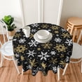 thumbnail image 4 of Black Winter Round Tablecloth 70 Inch White Gold Snowflake Christmas Holiday Theme Decorative Table Cloth Seasonal Rustic Farmhouse for Indoor Party Kitchen Dinner Picnic Decor, 4 of 7