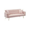 thumbnail image 6 of DECMAY 71.7 - inch Pink Teddy Fleece Sofa Bed with Two Complimentary Throw Pillows, 6 of 9