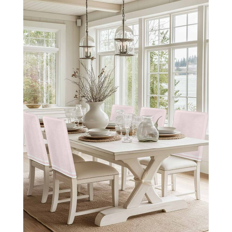 Dining Table Striped Dining Chair Covers Navy Classic Ticking