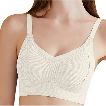 Gnurob Womens Seamless Deep V Bras No Underwire Bralettes Lace Sheer Brassiere Adjustable Strap Underwear Push Up Bra Wireless Bralette Everyday Sports Wear Clearance Saving White X-Large