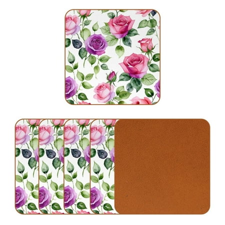 

YZUOUZY Home Decor Table Decor 6 Pcs Square Cool Coasters Flowers Twig Multi Colour Modern Art