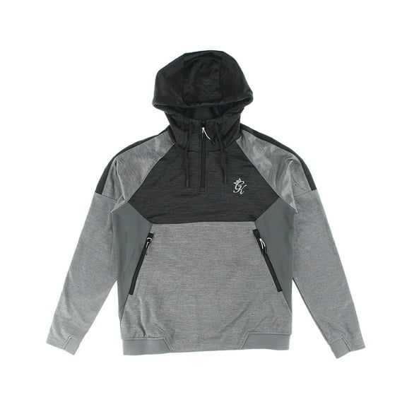 Gym King Focus 1/4 Zip Hood Mens Jackets Size L, Color: Black/Charcoal