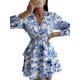 thumbnail image 1 of SAYOO, minivestido acampanado a la moda para mujer, vestido de manga larga con cuello en V y estampado Floral, vestido informal con cintura elástica para primavera y otoño SAYOO  moda, 1 of 7