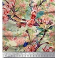 thumbnail image 1 of Soimoi Orange Modal Satin Fabric Insect,Peach & Pink Floral Print Fabric by The Yard 42 Inch Wide, 1 of 1