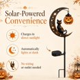 thumbnail image 6 of Solar Halloween White Ghost & Pumpkin Moon Garden Stake Light, Outdoor Waterproof LED Halloween Yard Decoration with Crescent Moon, Hanging Jack-o'-Lantern Lantern for Garden, Patio, Walkway, Porch, 6 of 9