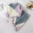 thumbnail image 2 of TAIAOJING Boys Girls Fuzzy Pants Set Outfits Toddler Girls Long Sleeve Patchwork Tops Shirt Sweatshirt Pants Outfits 3-4 Years, 2 of 8