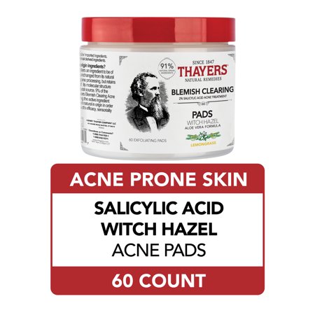 Thayers Blemish Clearing Salicylic Acid and Witch Hazel Acne Pads, 60 Count