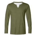 thumbnail image 5 of Long Sleeve Hippie Shirts for Men - Casual Loose Fit Soft Breathable Full Sleeves Mens V Neck Longline T Shirts Size M-5XL Army Green, 5 of 6