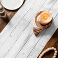 thumbnail image 3 of Farmhouse Wreath Table Runner - 120 Inch Long Sweet Home Rustic Plants Texture Grey Wood Cotton and Linen Blended Dress Scarves Farmhouse Table Runner for Kitchen Dining, Coffee Table, 13" x 120", 3 of 8
