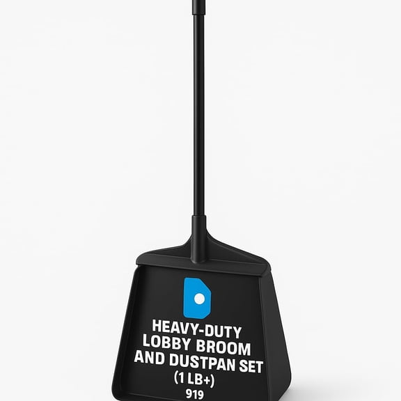 Triplenet Pricing Heavy Duty 919 Lobby Broom and Open Lid Dust Pan Set for and Cleaning, Durable Sweeping Broom with Dustpan, Over 1 LB