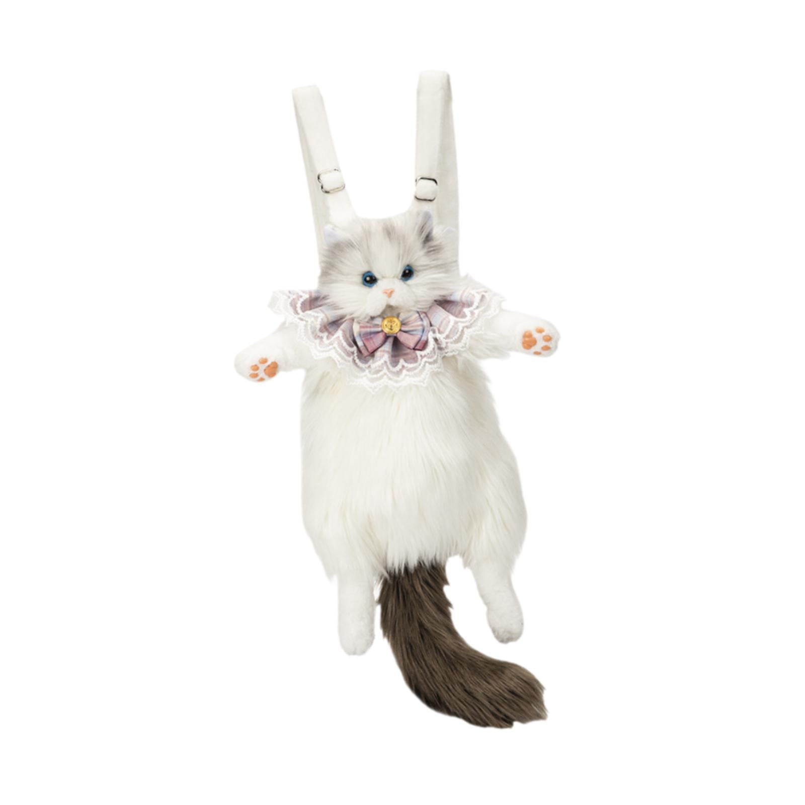 Abbraccia Cute Stuffed Cat Doll Backpack Funny Animal Shaped Backpack for Pet Lovers Gifts Gray