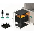 thumbnail image 2 of Nightstand with Charging Station, Bedroom Side Table, Tall Nightstand with Drawers, Black, 2 of 5