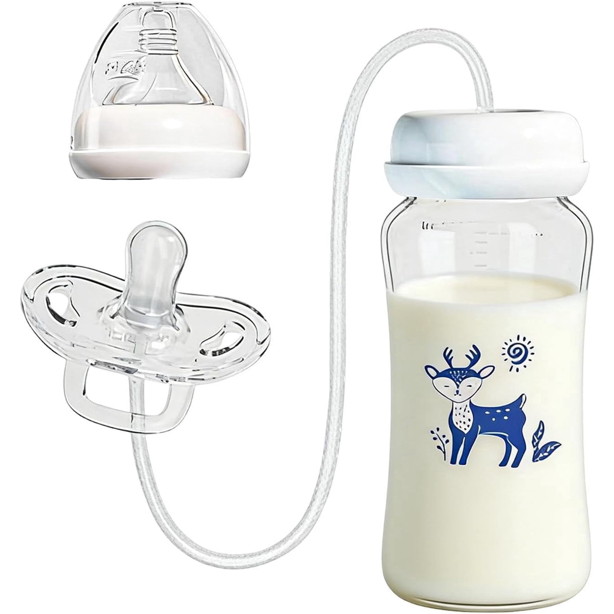 CSONGAZA Pacifier Bottle - Leakproof Silicone Anti-Colic, Breast Milk Bottles with Ergonomic Soft Nipple, Natural Flow Feeding Container, Nursing Supply for Boys Girls Nursery Daycare Travel