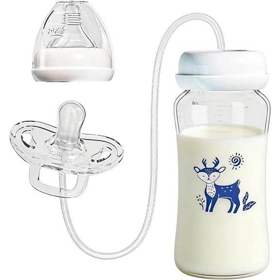 CSONGAZA Pacifier Bottle - Leakproof Silicone Anti-Colic, Breast Milk Bottles with Ergonomic Soft Nipple, Natural Flow Feeding Container, Nursing Supply for Boys Girls Nursery Daycare Travel
