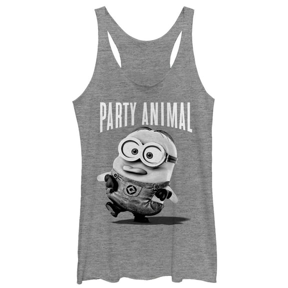 Women's Despicable Me Minion Party Animal Racerback Tank Top Gray Heather X Large