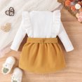 thumbnail image 2 of Toddler Girl Winter Fall Outfit Long Sleeve Knitted Ruffle Sweater Top Belt Mini Skirt with Pocket 9M-4Y, 2 of 5