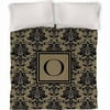 IDG Damask Monogram Duvet Cover, Black and Gold