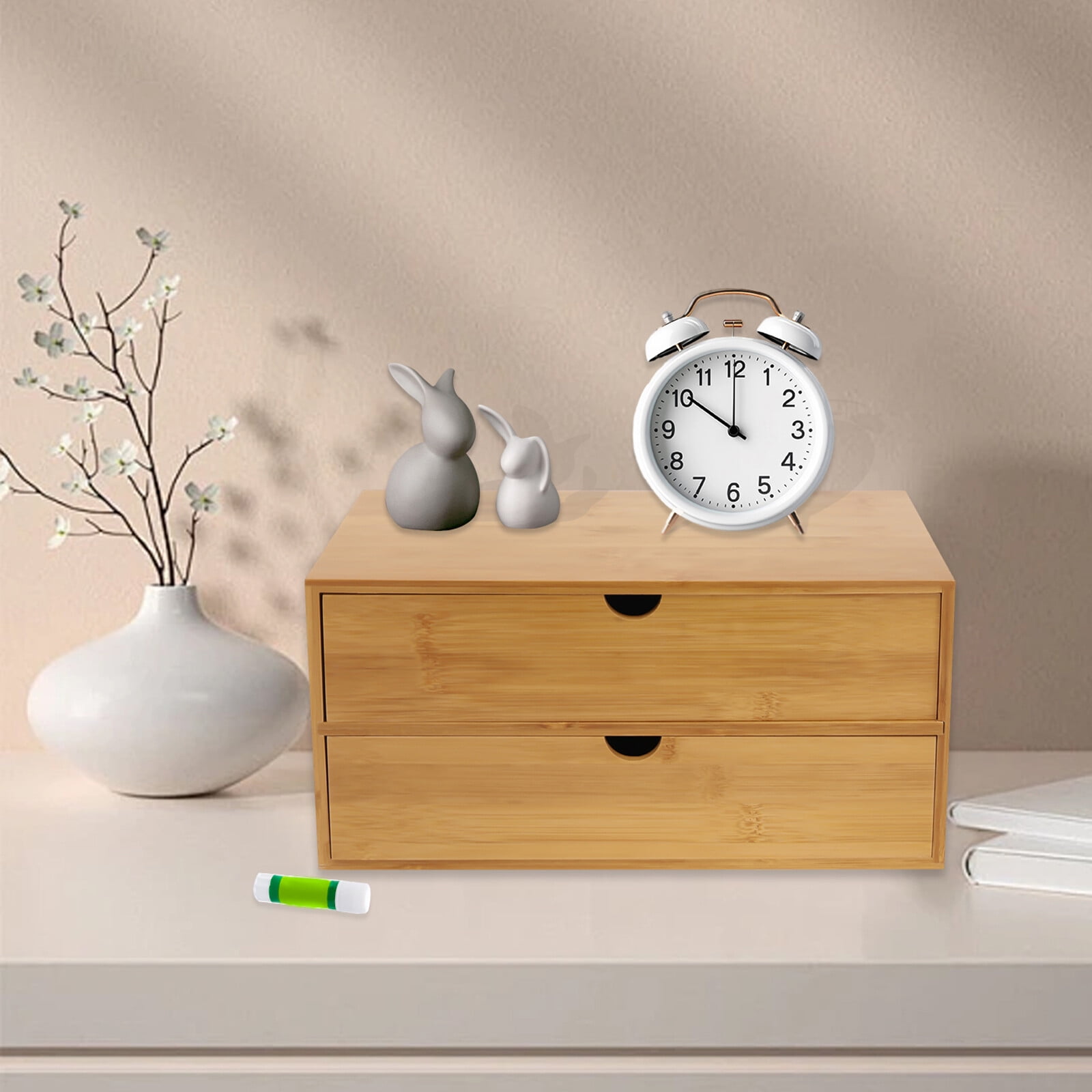 Desk Organizer - Mini Bamboo Desk Drawer Tabletop Storage Organization Box for Home Toiletries Supplies