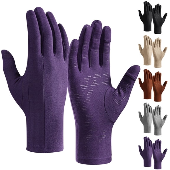 Moocorvic Women Winter Gloves, Warm Elastic Stretch Touchscreen Glove for Cycling, Running, Outdoor(Purple,L)