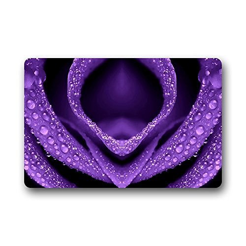 WinHome Hi,Doormat Beautiful Rain Drops On Purple Rose Flower Doormat