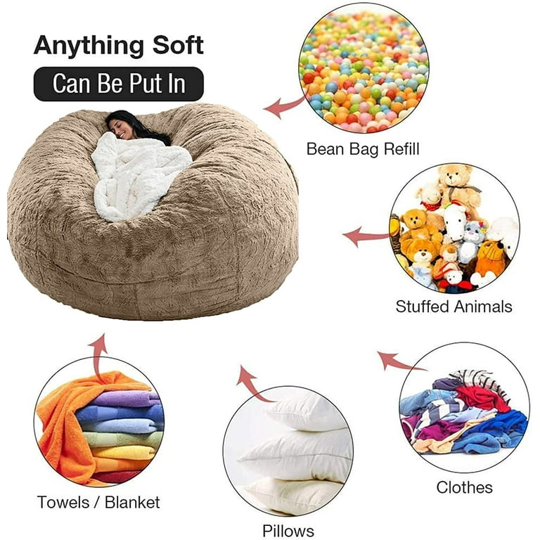  Giant Bean Bag Chair for Kids Adults, 6ft 7ft Bean Bag Chair,  Washable Jumbo Bean Bag Sofa Sack Chair Large Lounger Faux Fur Cover for  Dorm Family Room (No Filler) (Color 