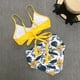 thumbnail image 3 of Conjuntos de bikini para mujer Traje de baño de dos piezas Cintura alta Cuello en V Torcido en la parte delantera Tirantes finos ajustables Traje de baño, 3 of 5
