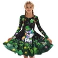 thumbnail image 4 of Robe à Manches Longues pour Fille, Robe Patineuse Évasée Extensible, Robe de Fête à Col Rond pour l'École, Récital, Fête, la Saint-Patrick, Tenue Décontractée Quotidienne, 4 of 6