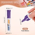 thumbnail image 2 of Uxcell Poster Markers, 2Pcs Large Capacity Permanent Huge Banners Posters Markers Bold Thick Chisel Tip Pens for Painting Drawing on Plastic Glass Wood Rock Canvas, Purple(0.2" Tip Width), 2 of 7