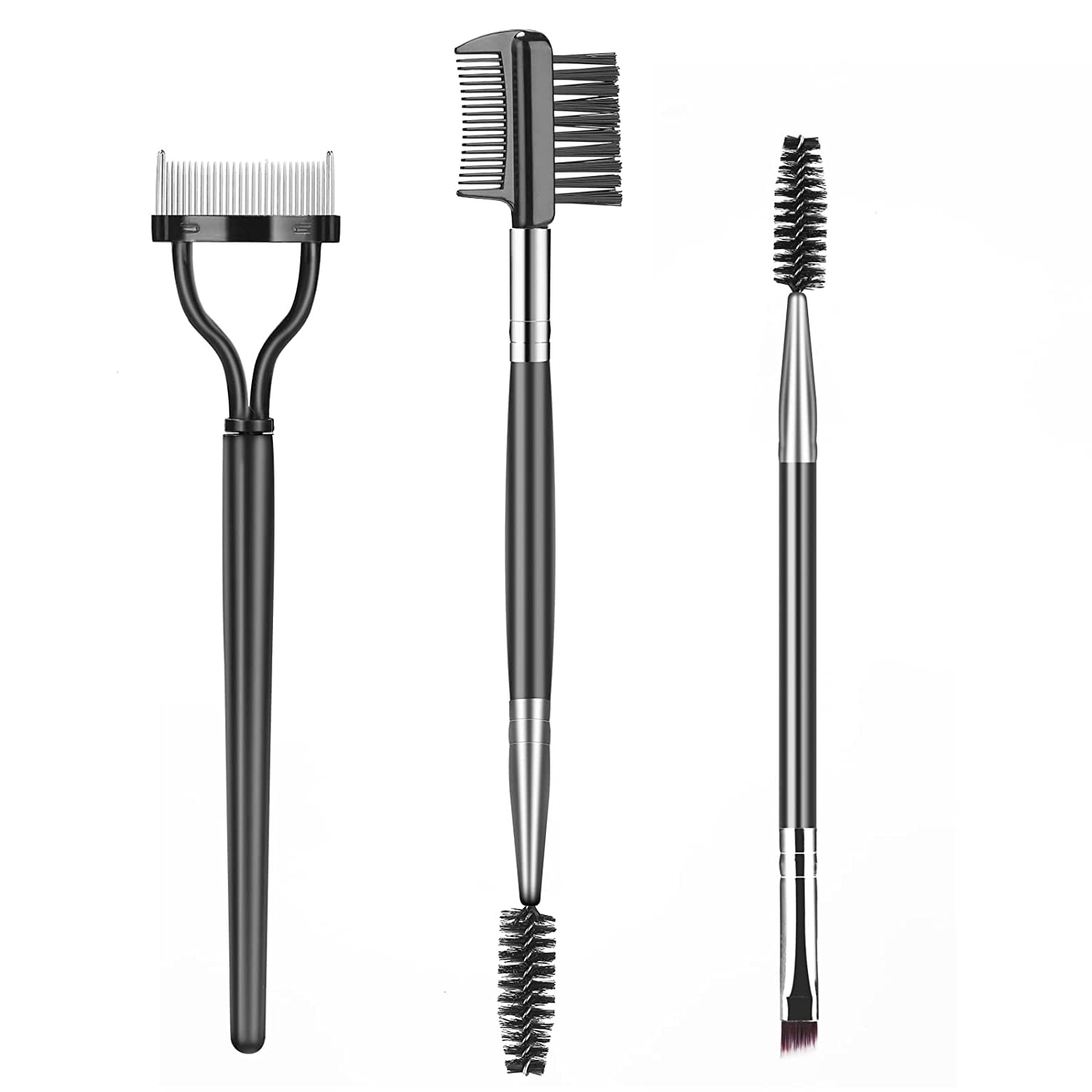 Eyebrow Brush Eyelash Separator Brow Comb & Lash Spoolie Professional Eye Makeup Tools (3 Pieces