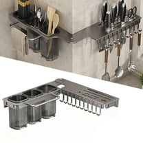 BTideas Wall Mounted Knife Holder,Rotate 90° Knife Organizer with 10 Hooks,Kitchen Utensil Organizer