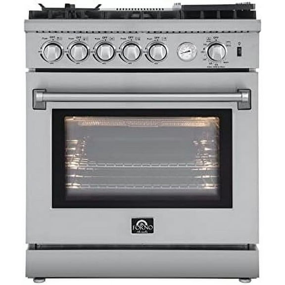 Forno Lazio 30-Inch Freestanding Gas Range, 4 Burners, Convection Oven, Energy Efficient