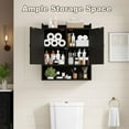 thumbnail image 3 of POAO Bathroom Wall Storage Cabinet, Wooden Medicine Cabinet with Adjustable Shelves and Double Barn Doors, Over The Toilet Storage Cabinet,Black, 3 of 9