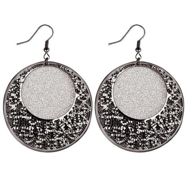 Pendientes geométricos Qarigey aretes círculo hueco mujer Negro