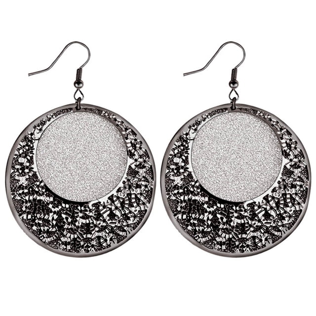 Pendientes geométricos Qarigey aretes círculo hueco mujer Negro