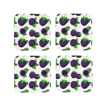 

Coasters Set of 4 - Berry Drink Coasters for Tabletop Protection Leather Coasters for Living Room Decor and Housewarming Gift Square