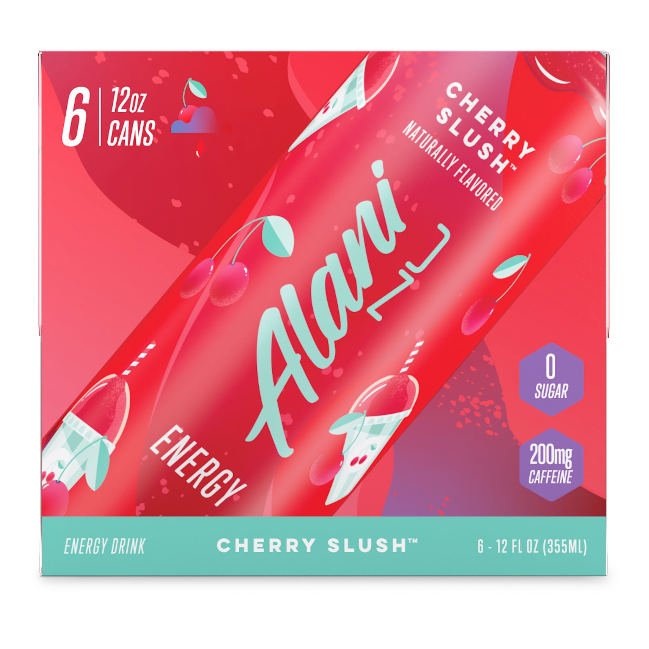 Alani Nu Energy Drink, Cherry Slush, 12 fl oz Cans (6 Pack)