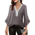 thumbnail image 6 of Ounisa Women's Ruffle 3/4 Sleeve Sparkly Tops Sequin V Neck Blouses Dressy Fall Shirts, 6 of 9