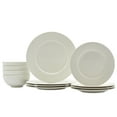 thumbnail image 5 of Tabletops Gallery 12 Piece Fleur Embossed Porcelain White Dinnerware Set of Plates Bowls Dishes - Service for 4, 5 of 5
