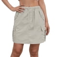 thumbnail image 2 of Cargo Skorts for Women Elastic Drawstring High Waisted Golf Hiking Skirt with 4 Pockets Casual Summer Athletic Skort,Light Gray,S, 2 of 10