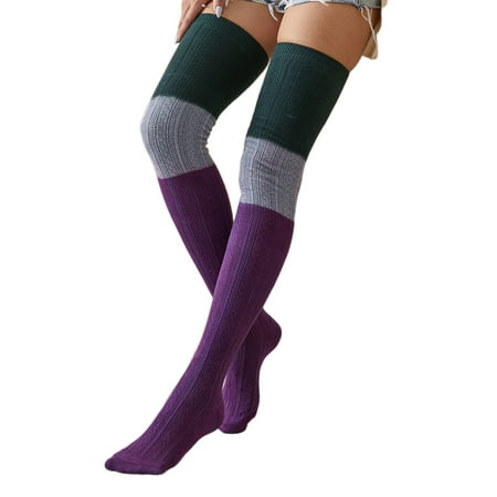 

wofedyo thigh high stockings Thigh Ladies The Women Cotton Warm OER Stockings KNEE Printed Socks High Stockings Long Gradient Ladies Socks stockings for women