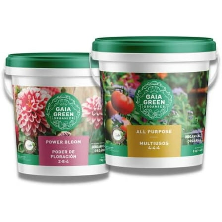 Gaia Green Power Bloom and All Purpose Organic  Nutrients Fertilizer andFeeding Chart, 2.2KG Bundle Set