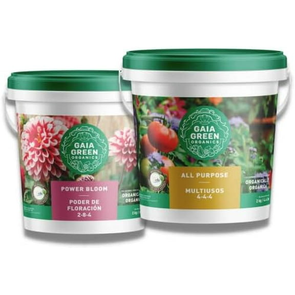 Gaia Green Power Bloom and All Purpose Organic  Nutrients Fertilizer andFeeding Chart, 2.2KG Bundle Set