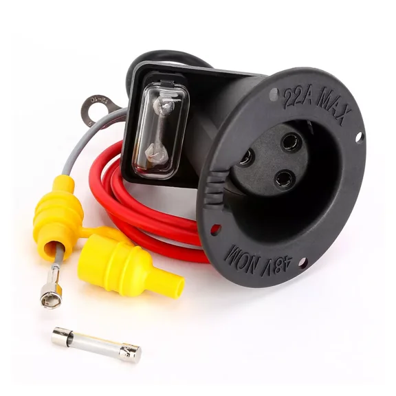 48V DC Charger Receptacle and Fuse Assembly for Club Car D S Golf Carts, Compatible with Part Number 101802101