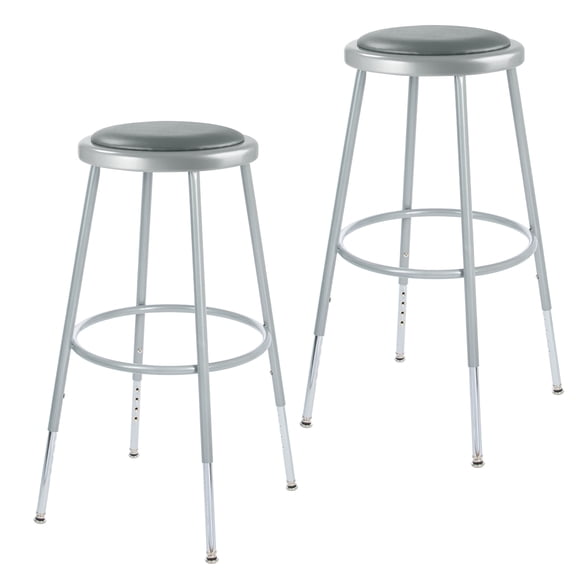 Hampden Furnishings Otto Collection 25"-33" Height Adjustable Padded Stool, Grey, 2 Pack