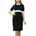 thumbnail image 2 of Bimba Women's Black Short Sleeve Collar Neck Bodycon Tshirt Dress Formal Wear, 2 of 9