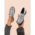thumbnail image 2 of Women‘s Gray Butterfly Knot Slip-on Loafers Breathable Flat Shoes, 2 of 7