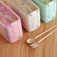 thumbnail image 3 of 900ml Plastic Lunch Box 3 Layer Wheat Straw Boxes Microwave Oven Dishes Food Storage Container Lunchbox, 3 of 8