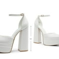thumbnail image 2 of BURUDANI Womens High Chunky Platform Block Heels Square Toe Ankle Strap Dress Wedding Party Pumps Shoes, 2 of 8